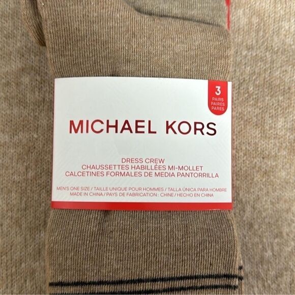 MK Men’s 3 pack Taupe Heather Gray Tan Ivory Cotton Blend Dress Crew Socks - Picture 2 of 10
